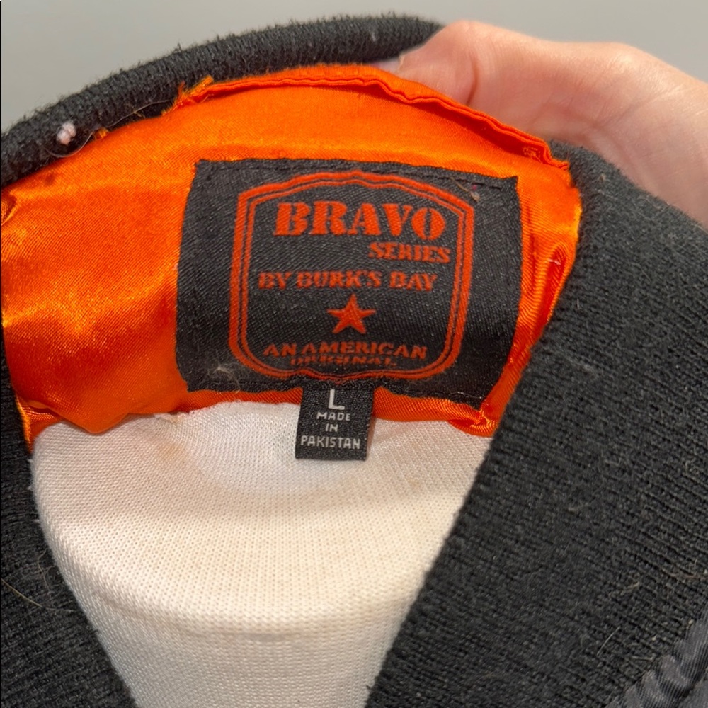 Black Bomber Jacket With Embroidered Patch - image 3